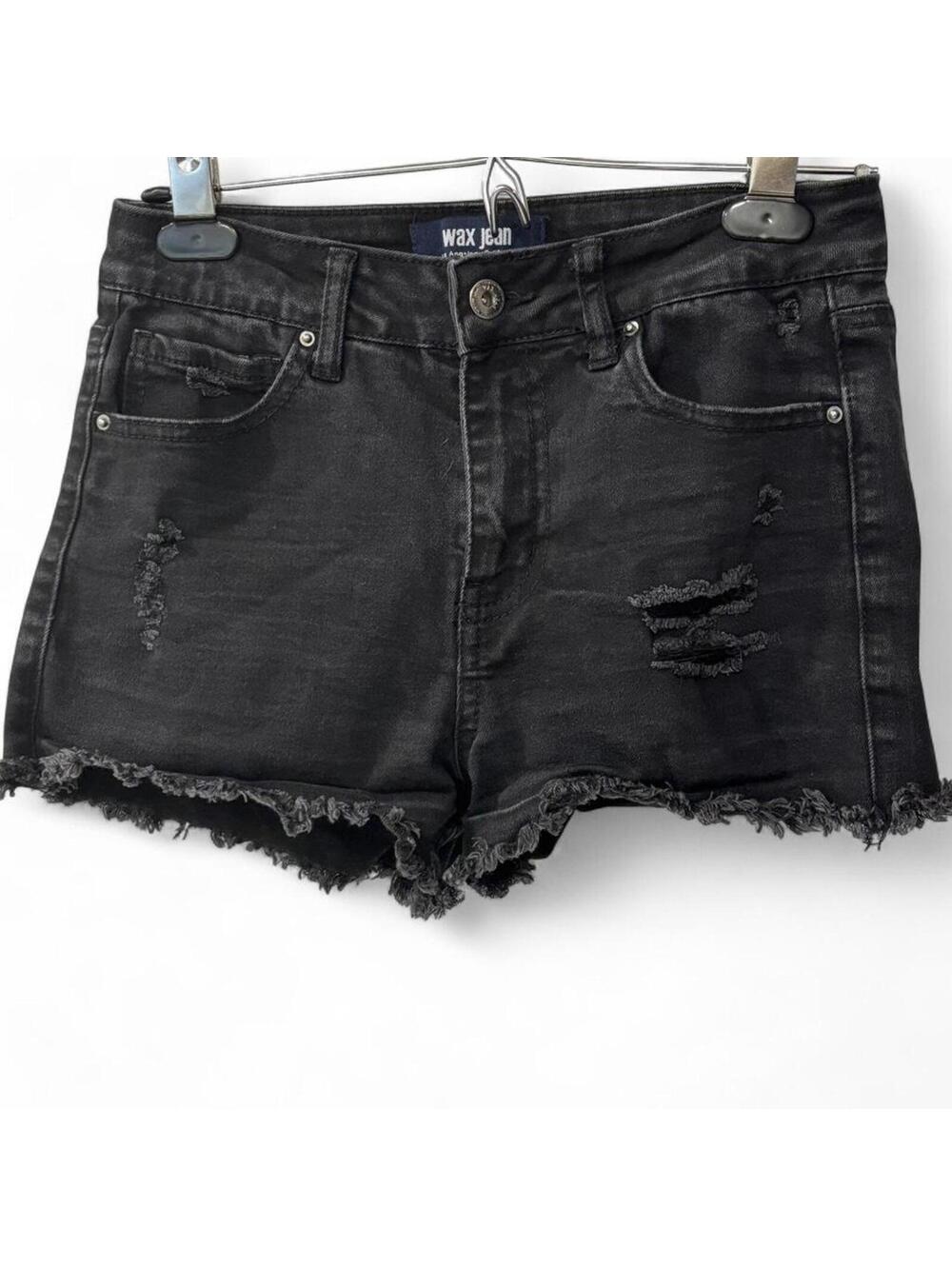 Wax Jean Black Distressed Denim Shorts – Size S